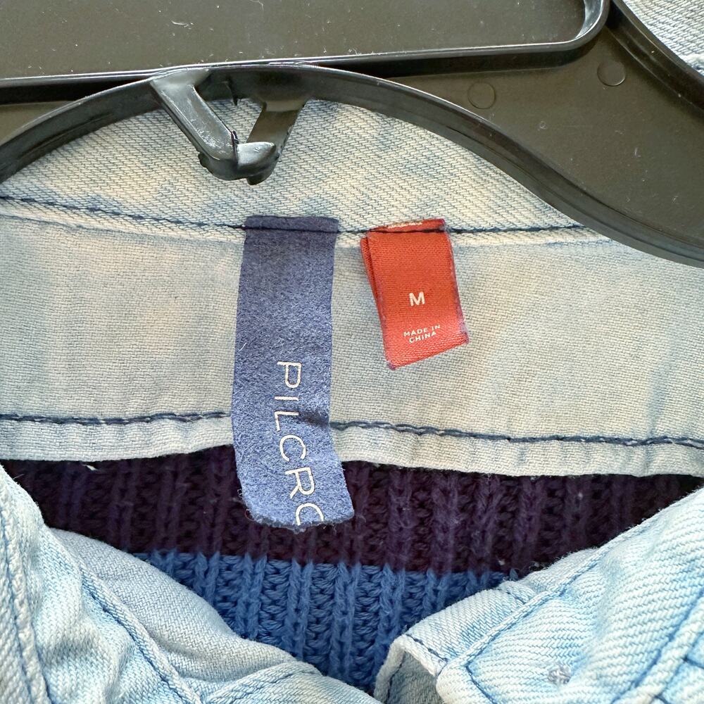 Anthropologie Pilcro Layered Twofer Sweater - Blue Stripe Chambray - M - Picture 9 of 11
